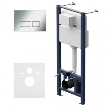 Инсталляция для подвесного унитаза (Рама) AM.PM (АМ.ПМ) Pro, пластик, глянцевый хром, с пневматической клавишей, синий, белый, 012704.7051