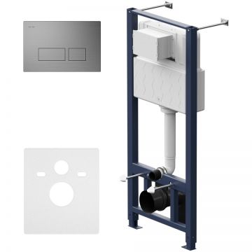 Инсталляция для подвесного унитаза (Рама) AM.PM (АМ.ПМ) Pro, пластик, матовый никель, с пневматической клавишей, синий, белый, 012704.7031