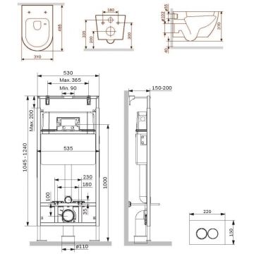 Инсталляция Am.Pm (Ам.Пм) с унитазом MasterFit Like глянцевый хром, с сиденьем, с подвесом, с клавишей, IS100151.801900