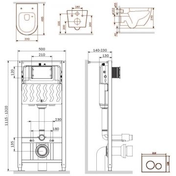 Инсталляция с клавишей AM.PM (АМ.ПМ) Like черный матовый, с сиденьем,унитаз, 49038.801900