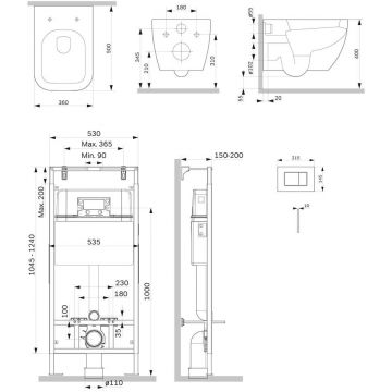 Инсталляция AM.PM (АМ.ПМ) MasterFit Gem глянцевый хром, подвесной унитаз FlashClean с сиденьем, синий, белый, IS100251.901701