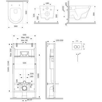 Инсталляция AM.PM (АМ.ПМ) MasterFit Sense, глянцевый белый, с подвесным унитазом FlashClean, сиденье в комплекте, синий, IS100101.741701