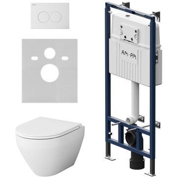 Инсталляция AM.PM (АМ.ПМ) MasterFit глянцевый белый, подвесной унитаз Spirit V2.0 FlashClean, синий, IS100101.701700