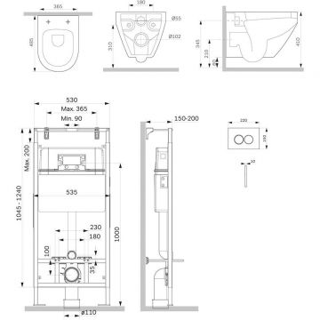 Инсталляция AM.PM (АМ.ПМ) MasterFit глянцевый белый, подвесной унитаз Spirit V2.0 FlashClean, синий, IS100101.701700