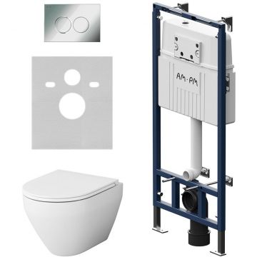 Инсталляция Am.Pm (Ам.Пм) с унитазом MasterFit Spirit V2.0, глянцевый хром, с сиденьем, с подвесом, IS100151.701700