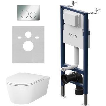 Инсталляция PrimeFit L AM.PM (АМ.ПМ) Func хром, с сиденьем, унитаз, синий, белый, 90151.8F1701