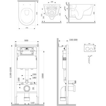 Инсталляция PrimeFit L AM.PM (АМ.ПМ) Func хром, с сиденьем, унитаз, синий, белый, 90151.8F1701