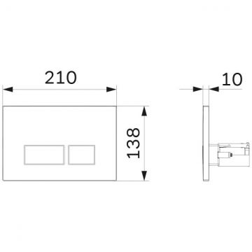 Клавиша пневматическая AM.PM (АМ.ПМ) Pro S, пластик, глянцевый хром, хром глянцевый, I047051