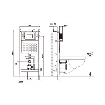 Комплект подвесной унитаз Abber (Аббер) Bequem AC1100 белый с инсталляцией AC0105 и кнопкой AC0121 хром