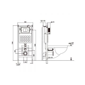 Комплект подвесной унитаз Abber (Аббер) Rechteck AC1201 белый с инсталляцией AC0105 и кнопкой AC0120 хром