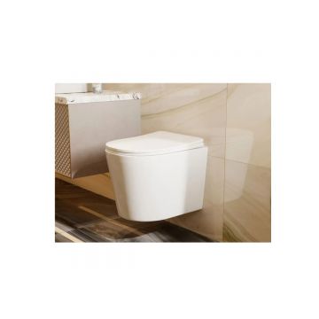 Унитаз Abber (Аббер) Bequem AC1102T подвесной белый, безободковый, смыв торнадо