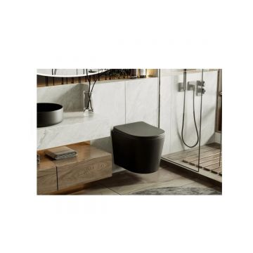 Унитаз Abber (Аббер) Bequem AC1102TMB подвесной черный матовый, безободковый, смыв торнадо