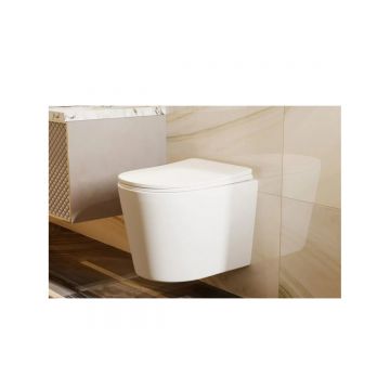 Унитаз Abber (Аббер) Bequem AC1102TMW подвесной белый матовый, безободковый, смыв торнадо