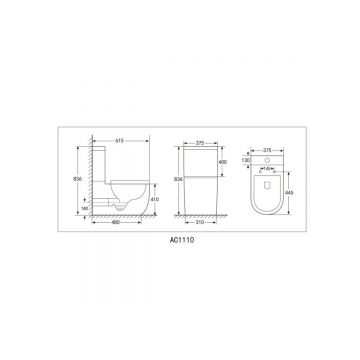 Унитаз Abber (Аббер) Bequem AC1110 компакт белый, безободковый
