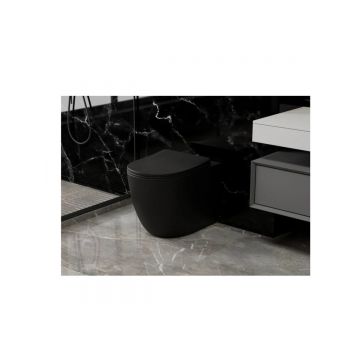 Унитаз Abber (Аббер) Bequem AC1111TMB приставной черный матовый, безободковый, смыв торнадо