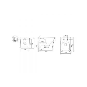 Унитаз Abber (Аббер) Rechteck AC1211 приставной белый, безободковый