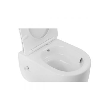 Унитаз-биде Abber (Аббер) Bequem AC1104TNS подвесной белый, безободковый, смыв торнадо