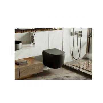 Унитаз Abber (Аббер) Bequem AC1100TMB подвесной черный матовый, безободковый, смыв торнадо