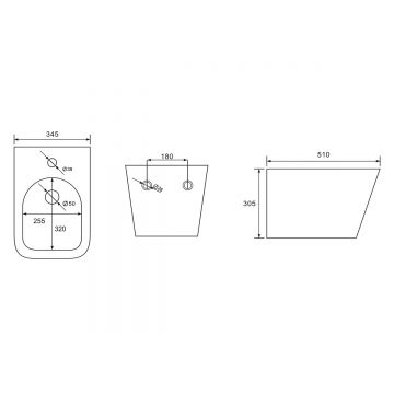 Биде Abber (Аббер) Rechteck AC1250MB подвесное черное матовое