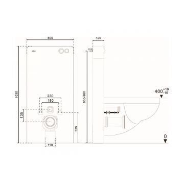 Инсталляционный модуль внешнего монтажа Abber (Аббер) AC0107MW для подвесного унитаза, белый