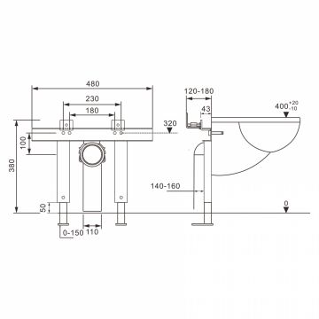 Инсталляция Abber (Аббер) AC0102P для подвесного унитаза с импульсным смывом