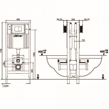 Инсталляция двойная самонесущая Abber (Аббер) AC0106 для двух подвесных унитазов