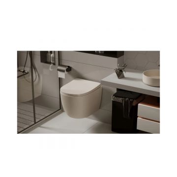 Унитаз Abber (Аббер) Bequem AC1101MBE подвесной светло-бежевый матовый, безободковый