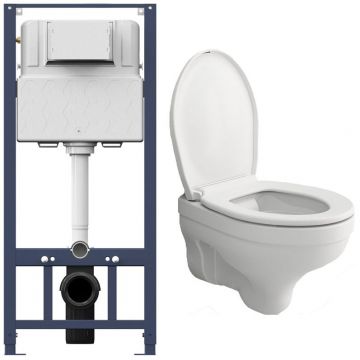 Комплект инсталляции подвесной безободковый унитаз Bocchi (Боччи) Taormina Pro Rimless 1451-001-0129 белый + инсталляция Am.Pm (Ам.Пм) Pro I012704