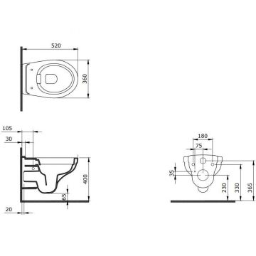Комплект инсталляции подвесной безободковый унитаз Bocchi (Боччи) Taormina Pro Rimless 1451-001-0129 белый + инсталляция Am.Pm (Ам.Пм) Pro I012704
