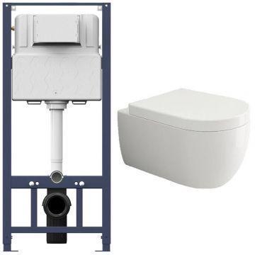 Комплект инсталляции подвесной безободковый унитаз Bocchi (Боччи) V-Tondo 1416-001-0129 белый + инсталляция Am.Pm (Ам.Пм) Pro I012704