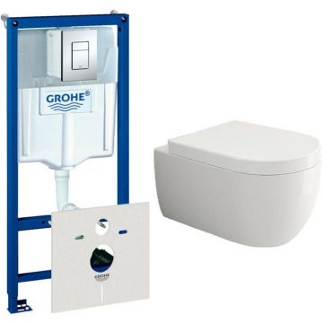 Комплект инсталляции подвесной безободковый унитаз Bocchi (Боччи) V-Tondo 1416-001-0129 белый + инсталляция Grohe (Гроэ) Rapid SL 38775001 4 в 1 с кнопкой смыва