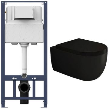 Комплект инсталляции подвесной безободковый унитаз Bocchi (Боччи) V-Tondo 1416-004-0129 черный матовый + инсталляция Am.Pm (Ам.Пм) Pro I012704
