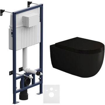 Комплект инсталляции подвесной безободковый унитаз Bocchi (Боччи) V-Tondo 1416-004-0129 черный матовый + инсталляция Am.Pm (Ам.Пм) ProC I012707