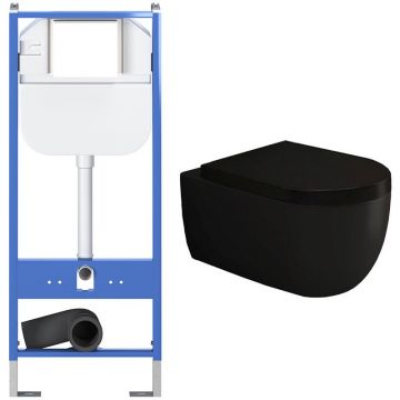 Комплект инсталляции подвесной безободковый унитаз Bocchi (Боччи) V-Tondo 1416-004-0129 черный матовый + инсталляция Creto (Крето) Standart 1.0 INST-CR-1.0