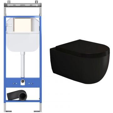 Комплект инсталляции подвесной безободковый унитаз Bocchi (Боччи) V-Tondo 1416-004-0129 черный матовый + инсталляция Creto (Крето) Standart 1.1 INST-CR-1.1