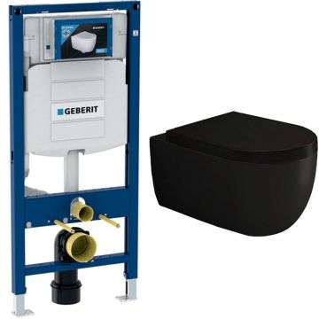 Комплект инсталляции подвесной безободковый унитаз Bocchi (Боччи) V-Tondo 1416-004-0129 черный матовый + инсталляция Geberit (Гэберит) Duofix UP320 111.300.00.5