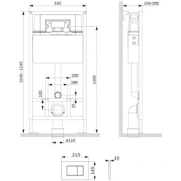 Комплект инсталляции подвесной унитаз Bocchi (Боччи) Taormina 1012-001-0129 белый + инсталляция Am.Pm (Ам.Пм) ProC I012707.0238 с клавишей смыва ProC S. черная матовая
