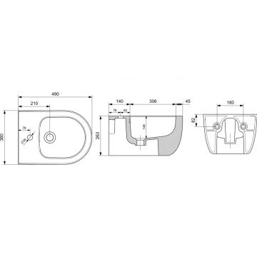 Биде подвесное Bocchi (Боччи) V-Tondo 1487-006-0120 серый матовый
