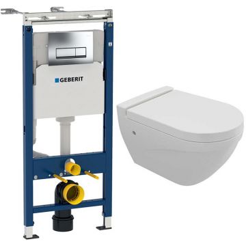 Комплект инсталляции подвесной унитаз Bocchi (Боччи) Taormina 1012-001-0129 белый + инсталляция Geberit (Гэберит) Duofix 458.125.21.1 с кнопкой смыва хром