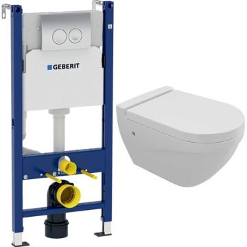 Комплект инсталляции подвесной унитаз Bocchi (Боччи) Taormina 1012-001-0129 белый + инсталляция Geberit (Гэберит) Duofix Delta 458.124.21.1 3 в 1 с кнопкой смыва