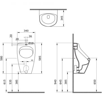 Писсуар подвесной Bocchi (Боччи) Parma с сенсорным управлением 1163-001-0131 белый