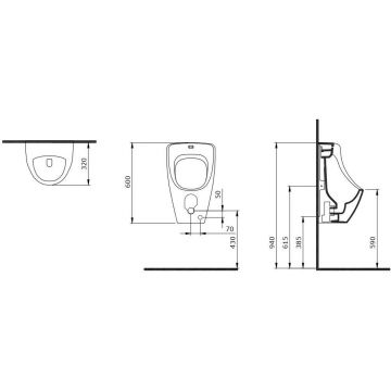 Писсуар подвесной Bocchi (Боччи) Taormina Arch наружный подвод воды 1383-006-0130 серый