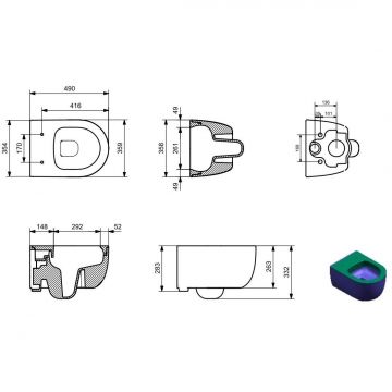 Унитаз подвесной безободковый Bocchi (Боччи) Parma (V-Tondo) 1417-001-0129 с крышкой-сиденьем микролифт A0336-001 белый глянец