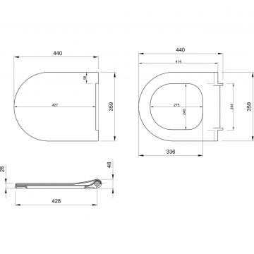 Унитаз подвесной безободковый Bocchi (Боччи) Parma (V-Tondo) 1417-001-0129 с крышкой-сиденьем микролифт A0336-001 белый глянец