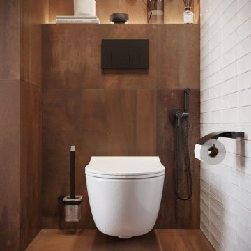 Унитаз подвесной безободковый Bocchi (Боччи) V-Tondo 1416-001-0129+A0336-001 с тонкой крышкой-сиденьем микролифт