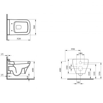 Комплект инсталляции Bocchi (Боччи) Scala 1192-064-0129 подвесной унитаз + инсталляция Bocchi 8010-1000