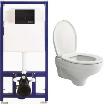 Комплект инсталляции Bocchi (Боччи) Taormina Pro Rimless 1451-001-0129 подвесной унитаз + Berges (Бергес) Wasserhaus Novum L5 (Line) 040215 с клавишей
