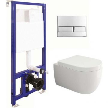 Комплект инсталляции Bocchi (Боччи) V-Tondo 1416-001-0129 подвесной унитаз + Berges (Бергес) Wasserhaus Novum L3 (Line) 040213 с клавишей