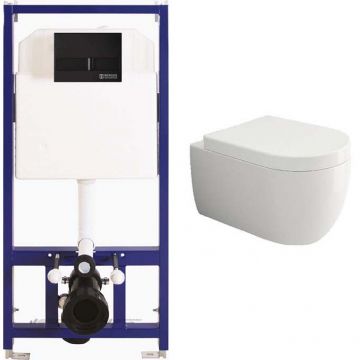 Комплект инсталляции Bocchi (Боччи) V-Tondo 1416-001-0129 подвесной унитаз + Berges (Бергес) Wasserhaus Novum L5 (Line) 040215 с клавишей