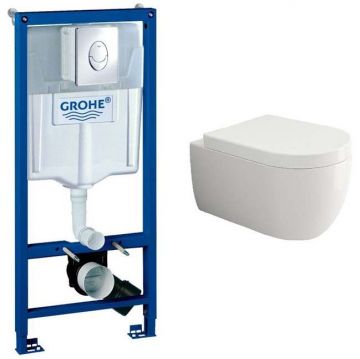 Комплект инсталляции Bocchi (Боччи) V-Tondo 1416-001-0129 подвесной унитаз + Grohe (Гроэ) Rapid SL 38721001 3 в 1 с кнопкой смыва